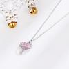 Collar de plata de ley S925 con circonita rosa y planeta del amor, joyería de nicho con temperamento, accesorios de cadena de clavícula con gran sentido del amor
