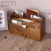 Caja de Almacenamiento de Madera Vintage Famosa en Internet Tipo Cajón para Escritorio, Organizador de Archivos para Material de Oficina, Caja de Madera de Almacenamiento