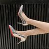 Sapatos de Salto Alto de Metal da Moda Estilo Europeu e Americano Sapatos Femininos de Salto Alto Boca Rasa Bico Fino Sexy Sapatos de Moda Slim para Mulheres