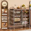 Carrito Estrecho Estante de Almacenamiento, Estante de Cesta de Cocina Multicapa de Pie para Snacks y Frutas y Verduras, Estante de Almacenamiento Móvil Estilo Vintage