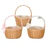 Cesta de flores tejida regalo de agradecimiento cesta de arreglo floral cesta de flores artificiales naturales hechas a mano cesta de almacenamiento de bambú ratán mimbre cesta de mano