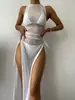 Novo vestido de praia saída de praia de biquíni de cor sólida europeu e americano da Amazon para mulheres, saída de praia de alta qualidade para banho em fontes termais para mulheres