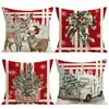 Amazon Navidad Invierno Muñeco de Nieve Árbol de Navidad Estampado Funda de Almohada Festival Decoración de Sofá Brillante Vibrante Cálido