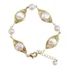 Estilo Europeo y Americano Hecho a Mano Alambre de Cobre Enrollado Malla con Forma de Ojo Pulsera Plana de Perlas Conjunto de Joyería de Lujo Ligero para Mujer