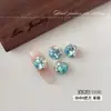 Arte de uñas con diamantes K9 sin base, azul transparente brillante de moda, lujo, arte de uñas con acabado de diamante grande, bola de diamante para uñas