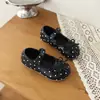 Sapatos Femininos Mary Jane de Couro com Bolinhas e Laço Estilo Retrô 2026 Outono Novo Estilo Coreano Casuais Versáteis Sapatos de Uma Sola