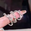 Anel Aberto em Formato de Coração de Pedra da Lua para Mulheres, Estilo Niche de Luxo, Anel Empilhável para Dedo Indicador, Anel Ajustável