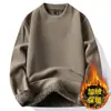 Sudadera gruesa de franela para hombre, nueva para otoño e invierno, cuello redondo, forrada de forro polar, jersey de manga larga cálido integrado