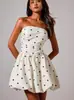 Vestido de Verão 2026 Novo Europeu e Americano Transfronteiriço para Mulheres com Estampa de Bolinhas Tomara que Caia Slim Fit Moda Tendência Hot Girl Curto