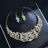Pendientes y Conjunto de Collar de Flor Tridimensional de Múltiples Capas Brillantes Estilo Europeo y Americano, Conjunto de Cadena Full Diamond Estilo Lujo Ligero para Mujer