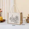 Bolsa de Lona para Graffiti DIY Infantil com Desenho de Linha Pintado à Mão, Padrão de Logo, Sacola de Compras de Linho Sem Estampa Venda por Atacado