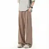 Pantalones casuales para hombre estilo callejero americano, primavera/verano, corte holgado, pantalones deportivos de marca de moda, peso pesado, pantalones rectos con caída, negro