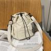 Bolsos Pequeños de Moda para Mujer en Comercio Exterior, Otoño e Invierno 2025 Nuevos Bolsos Cruzados de Cordón de Nicho, Bolsos Tipo Cubo Estilo Coreano