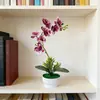 Maceta Nueva con Forma de Nube con 7 Orquídeas Mariposa Artificiales, Tacto Realista, Flores Artificiales, Decoración de Escritorio, Adorno de Bonsái de Planta Verde