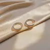 [Galvanoplastia de Oro Real] Corea del Sur Exquisitos Pendientes de Círculo Pequeños Simples Nicho Lujo Ligero Estilo Frío Elegantes