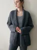 Cárdigan de Punto de Cachemira para Mujer de Color Sólido, Grueso, Manga Larga, Holgado, Adelgazante, Versátil, Abrigo de Longitud Media