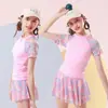 Traje de baño simple de dos piezas para niñas, estilo falda con shorts tipo bóxer, adecuado para niñas jóvenes y mayores, ideal para bañarse en aguas termales en verano