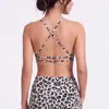 Sujetador Deportivo Estampado de Leopardo para Mujer Espalda Bonita Cruzado Correas Finas Alta Elasticidad Ajustado Transpirable para Correr Fitness Yoga