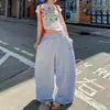 Pantalones de chándal anchos para mujer estilo americano minimalista con bordado de letras, adecuados para bailar y deportes, holgados y versátiles, con caída fluida y dobladillo curvo, pantalones largos casuales