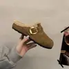 Sapatos Birkenstock aveludados sapatos de pelo feminino vestuário de exterior 2026 novo estilo inverno slip-on bico fechado meia pantufa Birken pantufas de algodão