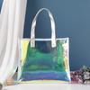 Bolso de mano de plástico PVC con láser, de piel sintética, portátil, para regalo de dulces de boda, bolsa transparente para cosméticos, personalizada