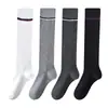 Calcetines Nuevos Explosivos Primavera 2025 Estilo Coreano Combinación de Colores Raya Dibujada Calcetines de Pantorrilla para Mujer Básicos Joker Hasta la Rodilla Calcetines Apilados