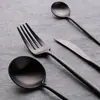 Cuchillo y Tenedor Cuchara de Acero Inoxidable 410 Transfronterizos Portugueses Red Social Negra Cuchillo y Cuchara Cuchillo y Tenedor para Bistec Occidentales Vajilla de Postre
