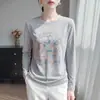 Verão 2026 Novo Cardigã de Tricô Fino com Gola Redonda Feminino Estampa Floral Cover-up Casual Manga Longa Camada Interna Camada Base