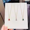 Collar de Calabaza Kirin Chapado en Oro de 18 Quilates Ágata Roja Nácar Blanco Oro Rosa Colgante de Diamante Cadena para Clavícula Regalo