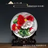 Ornaments de Porcelana Peônia Tricolor Tang de Luoyang Decorações para Casa Presente de Casamento Inauguração Artesanato Prato de Porcelana Flores