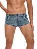 19030 # Estilo Nuevo Jeans Ajustados Sexy para Hombre, Shorts de Mezclilla, Cintura Baja Ultra-Cortos Ropa para Mujeres Transgénero con Diseño Hueco