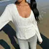EBay AliExpress Suéter de Manga Larga Cuadrado Simple Ajustado para Mujer Estilo Puro Deseo, Top de Color Sólido, En Stock