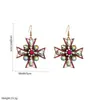 Brincos de Festa He Ming Cruz de Diamante Transfronteiriça Novos com Ganchos de Turquesa Personalizados Retrô de Alta Qualidade