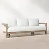 Sofá de teca para exterior para patio de villa, balcón, jardín, terraza, muebles de ocio sencillos de aleación de aluminio, resistentes al agua y al sol