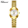 Reloj de Cuarzo para Pareja Marca Chenxi, Dorado con Diamantes, Acero Inoxidable Resistente al Agua con Calendario, Reloj de Pulsera para Hombre y Mujer, Transfronterizo
