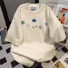 Camiseta de Manga Corta Estampada de Alta Gama Estilo Coreano Diseño de Nicho 100% Algodón para Mujer Tendencia de Verano Holgada Marca