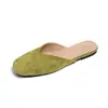 Pantuflas de Media Punta Abiertas para Mujer para Uso en Exteriores, Nuevo Estilo Primavera/Verano 2026, Punta Cuadrada, Gamuza, Boca Baja, Pantuflas de Tacón Bajo Suaves, Zapatos Planos