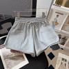 Shorts Deportivos Casuales para Mujer Verano Nuevo Retro Cintura Alta Casual Nicho Cordón Rectos Pierna Ancha