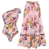 2026 Nuevo Traje de Baño Europeo y Americano Transfronterizo Floral Dulce Vacaciones en la Playa Manantial Caliente Traje de Baño de una Pieza Conjunto Conservador para Mujeres
