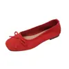 Zapatos Planos Súper Suaves y Ligeros para Mujer con Moño de Terciopelo Verde, Suela Plana, Punta Redonda, Suela Suave, Boca Baja, Zapatos de Abuela para Mujer, Primavera/Verano/Otoño 2026