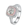 Anillo de Moissanita Nuevo de Verano Cross-Border Gra, Popular en Europa y América, Anillo de Plata de Ley 925 de Lujo a la Moda con Forma Cuadrada