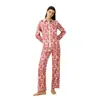 Roupa de casa feminina estilo étnico padrão de cetim fina manga longa transfronteiriça conjunto de calça longa feminina chiffon novo estilo Carter
