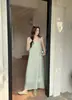 Vestido Largo de Verano 2026 Nuevo Estilo Verde Estilo Chino Holgado Encaje Pesado Gasa con Tirantes para Mujer