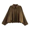 Em estoque 2026 AliExpress transfronteiriço moda feminina europeia e americana jaqueta aviador com mangas morcego, top casual com zíper para mulheres
