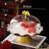 Plato de Fruta de Lujo Ligero al por Mayor Transfronterizo, Bandeja Giratoria de Exhibición de Pasteles de Postre de Múltiples Capas, Plato de Fruta Giratorio de Cerámica Galvanizada