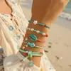 Conjunto de Pulseras de Amistad Tejidas con Cuentas de Arroz Multicapa Moda Transfronteriza Estilo Múltiple Arcilla Blanda Acero Inoxidable Serie Árbol de Coco Océano