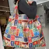Bolsa Ecológica de Gran Capacidad con Patrón de Hong Kong, Bolsa de Hombro Tipo Tote para Almacenamiento, Bolsa Ecológica Plegable para Compras del Supermercado