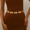 Cinturón Retro Étnico de Moda de Alta Gama Europeo y Americano, Patrón Geométrico de Rombo, Accesorio Ajustable para la Cintura del Vestido, Cadena de Cintura para Mujer