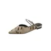 Sandalias Planas de Punta para Mujer, Estilo Nuevo de Verano 2025, Elegantes y Lujosas Sandalias con Tira de Leopardo, Punta Cerrada
