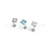Aretes Cuadrados de Aleación de Titanio F136 con Circonia 5A, Joyería para Piercing de Labio de Titanio G23 con Rosca Interna
